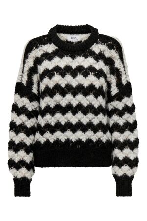 Only Only onllulu life ls stripe o-neck knt 15309291 Trui black cloud dancer