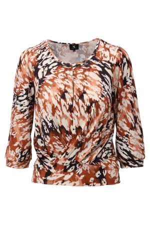 K-Design K-Design top met ronde hals en knoop p714 T-shirt Korte mouw p714