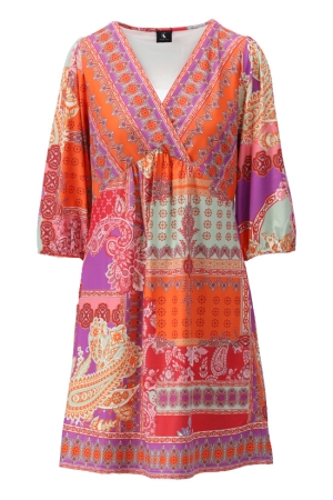 K-Design K-Design crossover jurk met patchwork design y255 Jurk p903