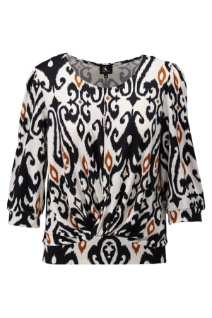 K-Design K-Design top met ronde hals en knoop y323 T-shirt Lange mouw p765