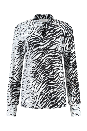 Helena Hart Helena Hart 7470clip top just print clip T-shirt Lange mouw zwart/wit