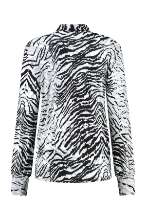 Helena Hart Helena Hart 7470clip top just print clip T-shirt Lange mouw zwart/wit