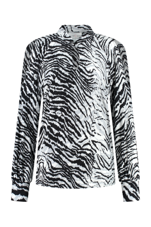 Helena Hart Helena Hart 7575clip top harley print clip T-shirt Lange mouw zwart/wit