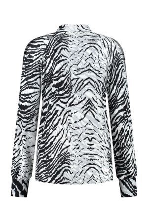 Helena Hart Helena Hart 7575clip top harley print clip T-shirt Lange mouw zwart/wit