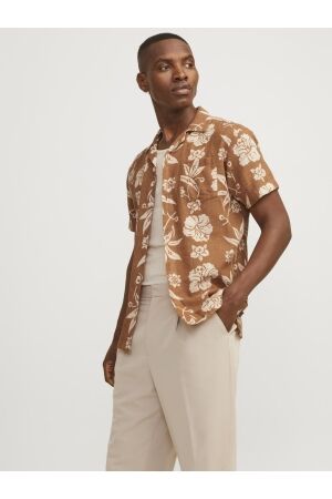 J&J Premium J&J Premium jprbluflores print shirt s/s 12254951 Overhemd sunburn comfort fit