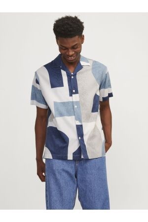 J&J Premium J&J Premium jprblacarnaby print resort shirt s/s 12255977 Overhemd harbor mist relaxed fit