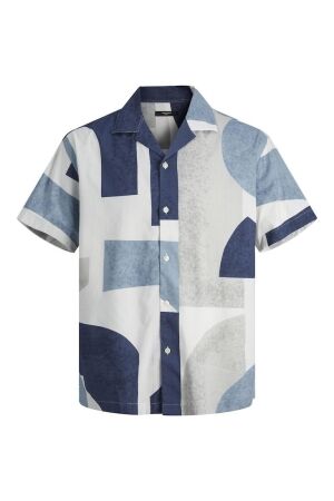 J&J Premium J&J Premium jprblacarnaby print resort shirt s/s 12255977 Overhemd harbor mist relaxed fit