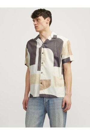 J&J Premium J&J Premium jprblacarnaby print resort shirt s/s 12255977 Overhemd tannin relaxed fit