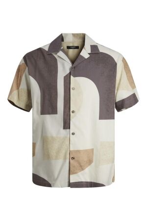 J&J Premium J&J Premium jprblacarnaby print resort shirt s/s 12255977 Overhemd tannin relaxed fit