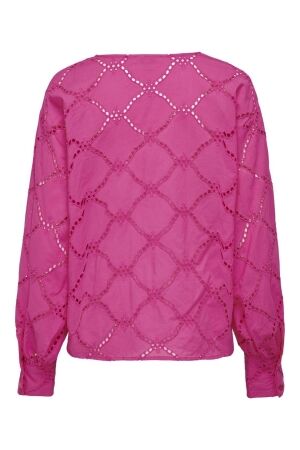 Only Only onldora gellar ls v-neck emb top wvn 15314546 T-shirt Lange mouw raspberry rose