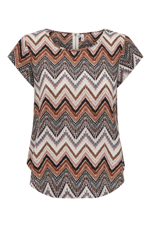 Only Only onlvic s/s aop top noos ptm 15161116 T-shirt Korte mouw cloud dancer arabian zigzag Cloud Dancer ARABIAN ZIGZAG
