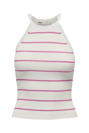 Only Only onlgemma sl scallop stripe o-neck knt 15314667 Tops en Singlets cloud dancer strawberry moon