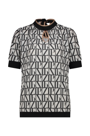 ZIP73 ZIP73 z24/523/05/010 top km all-over print T-shirt Korte mouw 010 zwart/wit