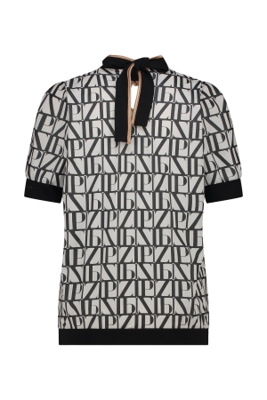ZIP73 ZIP73 z24/523/05/010 top km all-over print T-shirt Korte mouw 010 zwart/wit