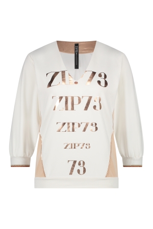 ZIP73 ZIP73 z24/532/02/650 top 3/4 mouw bies T-shirt Lange mouw 650 rosé