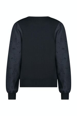 Studio Anneloes Studio Anneloes deana flower broderie pullover 09433 Trui 6900 dark blue