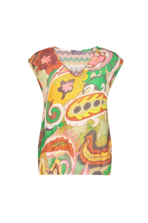 Geisha Geisha top 43457-20 Tops en Singlets 530 green/coral combi