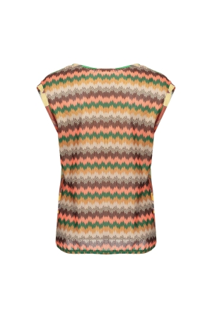 Geisha Geisha top 43457-20 Tops en Singlets 530 green/coral combi