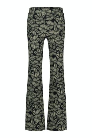 Studio Anneloes Studio Anneloes marilon flower trousers 09443 Flared 6913 darkblue/cappu