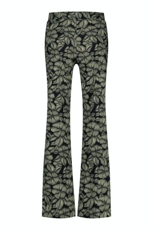Studio Anneloes Studio Anneloes marilon flower trousers 09443 Flared 6913 darkblue/cappu