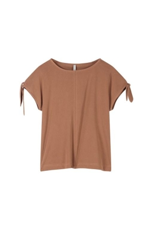 SUMMUM SUMMUM jersey top washed modal single jersey 3s5006-30618 T-shirt Korte mouw 752 cacao