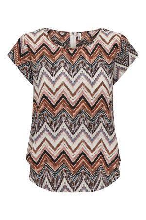 Only Only onlvic s/s aop top noos ptm 15161116 T-shirt Korte mouw cloud dancer arabian zigzag
