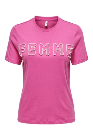 Only Only onlnanna life s/s pearls top box jrs 15320542 T-shirt Korte mouw strawberry moon femme