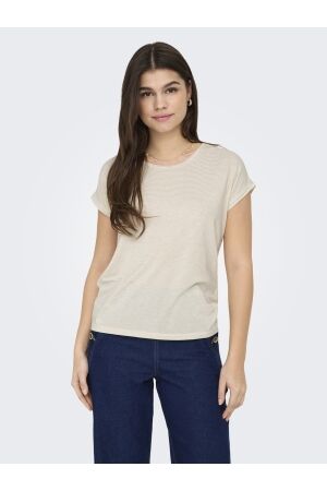 Only Only onlclaudia s/s glitter stripe top jrs 15318422 T-shirt Korte mouw cloud dancer gold lurex stripe