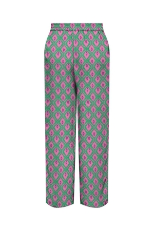 Only Only onlnova life vis palazzo pant aop 15264446 Broek deep mint 522 vibrant geo