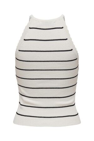 Only Only onlgemma sl scallop stripe o-neck knt 15314667 Tops en Singlets cloud dancer black