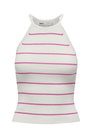 Only Only onlgemma sl scallop stripe o-neck knt 15314667 Tops en Singlets cloud dancer strawberry moon