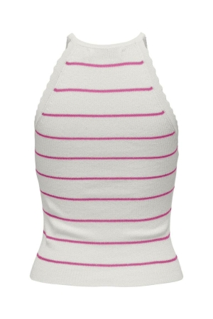 Only Only onlgemma sl scallop stripe o-neck knt 15314667 Tops en Singlets cloud dancer strawberry moon