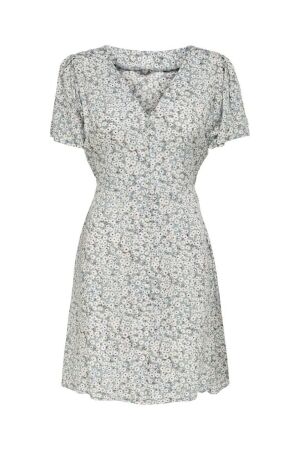 Only Only onlevida s/s short dress wvn noos 15237382 Zomerjurkjes gray mist flower