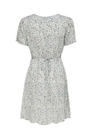 Only Only onlevida s/s short dress wvn noos 15237382 Zomerjurkjes gray mist flower