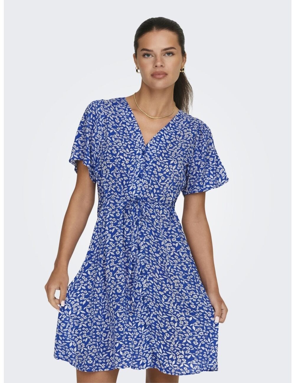 Only onlevida s s short dress wvn noos 15237382 Zomerjurkjes nebulas blue hanna flower Expresswear