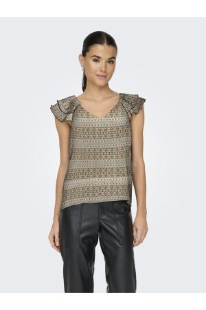 Only Only onlasta life capsleeve v-neck top ptm 15322908 T-shirt Korte mouw oil green borders paradise