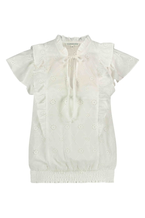 Tramontana Tramontana i04-12-301 top broderie anglaise T-shirt Korte mouw 001000-white