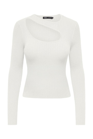 Only Only onlmeddi ls peek-a-boo o-neck cc cs knt 15320764 Trui cloud dancer