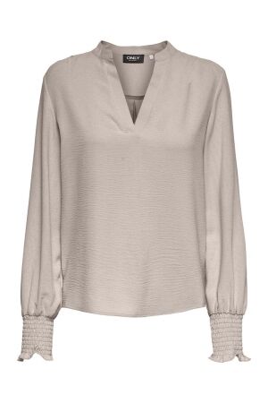 Only Only onlmette v-neck ls smock top noos wvn 15284309 T-shirt Lange mouw gray morn