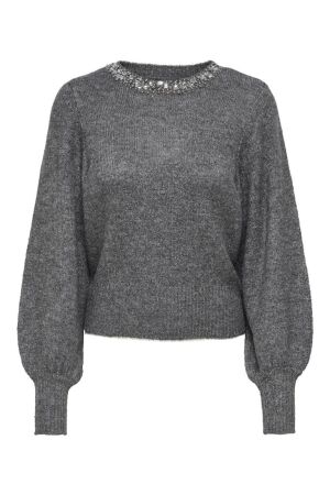 Only Only onlelsa l/s pullover knt 15210667 Trui medium grey melange