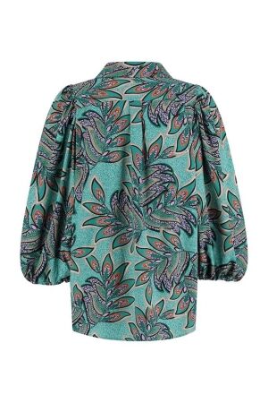 Studio Anneloes Studio Anneloes bessie leafs blouse 09980 Blouse 1673 clay/smaragd
