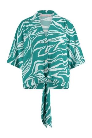 Studio Anneloes Studio Anneloes mette tiger crepe blouse 7311 smaragd/offwhite