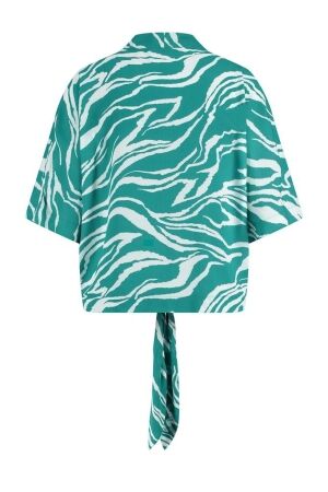 Studio Anneloes Studio Anneloes mette tiger crepe blouse 7311 smaragd/offwhite