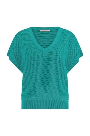 Studio Anneloes Studio Anneloes chiara v-neck crochet top 10000 T-shirt Korte mouw 7303 smaragd