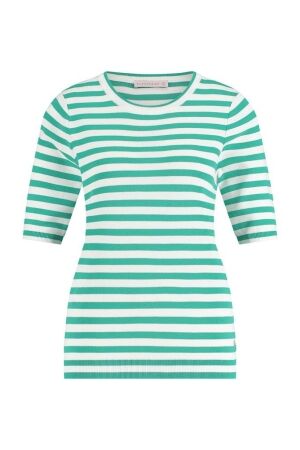 Studio Anneloes Studio Anneloes luna ssl stripe pullover 10003 Trui korte mouw 1173 offwhite/smaragd
