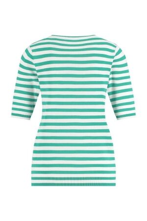 Studio Anneloes Studio Anneloes luna ssl stripe pullover 10003 Trui korte mouw 1173 offwhite/smaragd