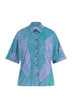 Studio Anneloes Studio Anneloes dannet palm poplin blouse 09956 Blouse 7346 smaragd/lila pink