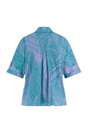 Studio Anneloes Studio Anneloes dannet palm poplin blouse 09956 Blouse 7346 smaragd/lila pink