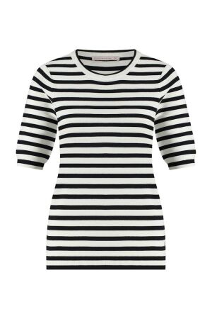 Studio Anneloes Studio Anneloes luna stripe short slv pullover 91510 Trui korte mouw 1169 off white/dark blue