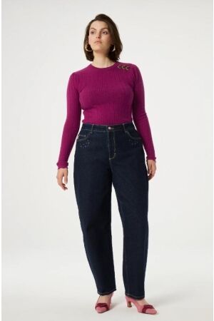 Fabienne Chapot Fabienne Chapot banda pullover clt-pul-22-aw24-7615 Trui 7615 raspberry